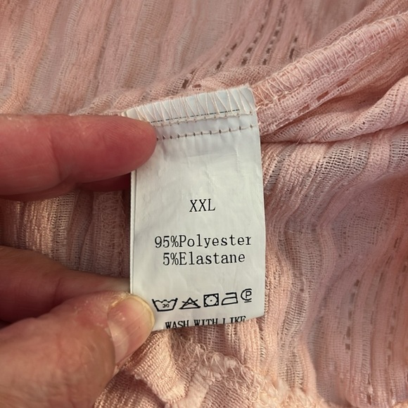 Pink Sheer High Low Western Cowgirl Rodeo Long Sleeve Button Down Top Size XXL - Picture 5 of 5